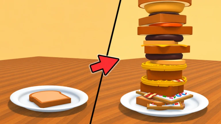 A plain slice beside a taller completed sandwich stack